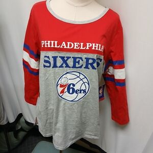 Philadelphia 76ers Kids Long Sleeve Shirt - Red and Gray